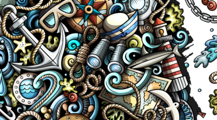 Nautical detailed cartoon illustration