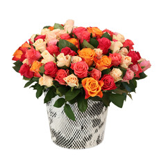 Bouquet of beautiful roses isolated on white