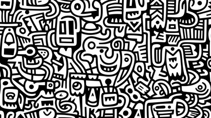 Funny doodle seamless pattern, artistic background