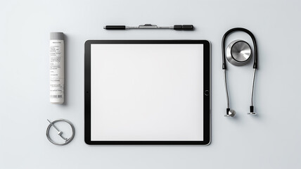 Blank medical clipboard with stethoscope