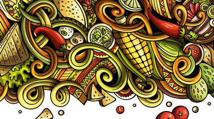 Mexican food detailed cartoon banner illustration