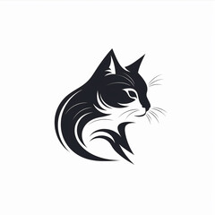 Mascot Logo Design of a Cat or Kitten in Black and White