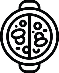Top view soup pot icon outline vector. Meat snack. Food market rice