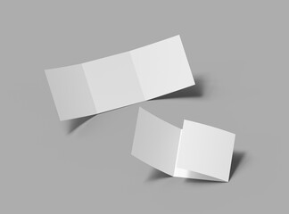 Blank square Z-fold brochure 3d render to present your design