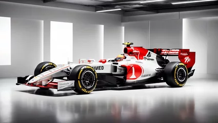 Zelfklevend Fotobehang race car, Formula 1 on a white studio background with professional lighting. sports © Gang studio
