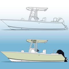 Fishing boat vector art and line art