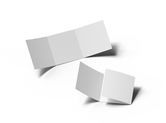 Blank square Z-fold brochure 3d render on transparent background