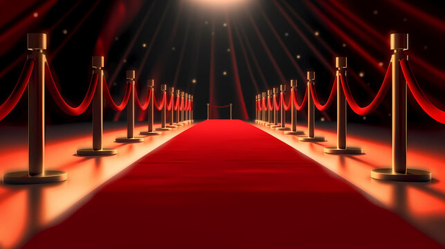 Red carpet staircase background, VIP entrance, night awards ceremony