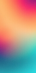 Orange teal green pink abstract grainy gradient background noise texture effect summer poster design. Color gradient . Rough grain grunge noise. Light spot shimmer. Design. Template.