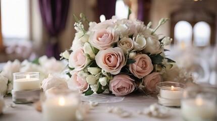 Obraz na płótnie Canvas wedding table setting with flowers