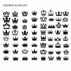 Vector Black crown icon set. editable