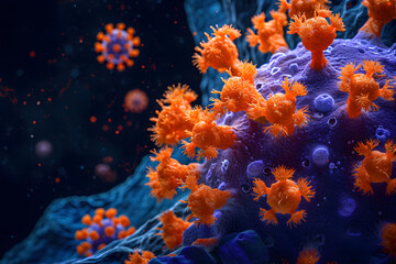Fototapeta na wymiar Coronavirus COVID-19- Electron Microscope Images of Viruses in Detai