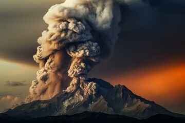 the eruption of a volcanic mountain. Generative AI