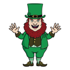 Waving St Patrick's Day leprechaun character. vector illustration