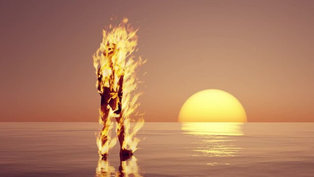 looped 3d animation. walking burning man