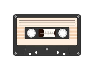 Music retro cassette flat illustration isolated on white background