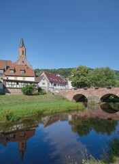 Obraz premium Graefendorf at Schondra River,lower franconia,Bavaria,Germany