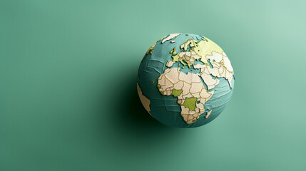 Globe on a green background. Concept of travel and tourism.
