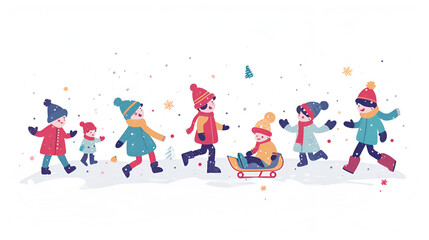 Fototapeta premium Children gel in winter