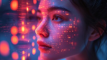 Facial Recognition Lock on colorful background JPG by Generative A.I.