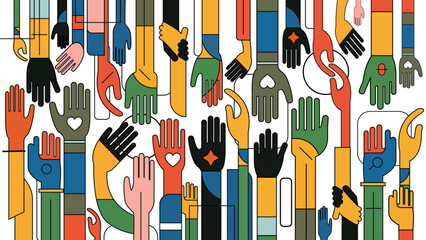 Hands of Diverse Group of People. Multicultural and Multiethnic Communities. People Diversity. Concept of Support and Cooperation, Friendship