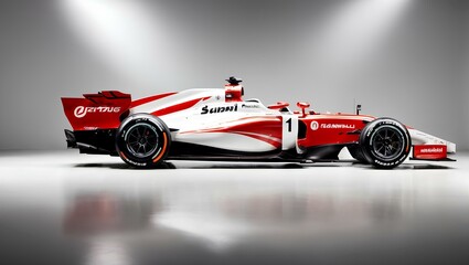 Race car, Formula 1 car on a white abstract background with professional studio lighting. sports