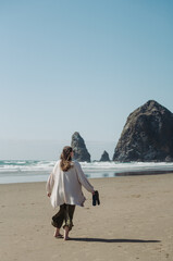 Young Woman at Canon Beach Oregon