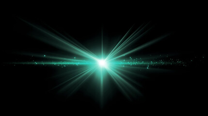An aqua lens flare with particle effects, starlight.