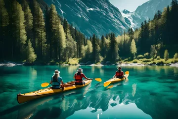 Gordijnen kayaking on the lake © azka