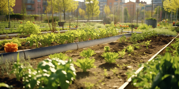 An urban garden and vegetable patch in the middle of the city