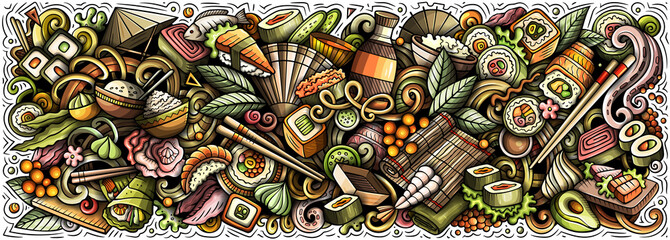 Japan food cartoon banner design