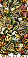 Italian food cartoon banner illustration