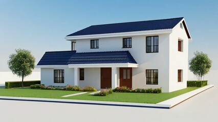 3d rendering of modern cozy house isolated on white background, Real estate concept.