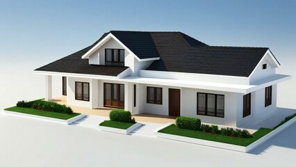 3d render of a modern house isolated on white background, Concept for real estate or property.