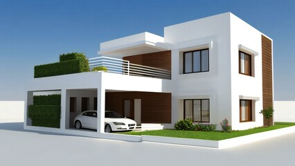 3d render of a modern house isolated on white background, Concept for real estate or property.