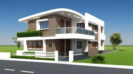 3d render of a modern house isolated on white background, Concept for real estate or property.