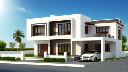 Clean and precise 3D representation of a house, devoid of background distractions. Real estate concept.