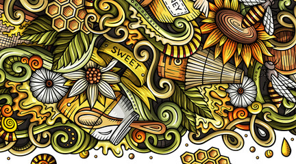 Sweet honey cartoon banner illustration