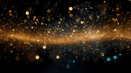 Fototapeta premium Festive decorative glitter lights background banner. Colorful abstract background with glitter