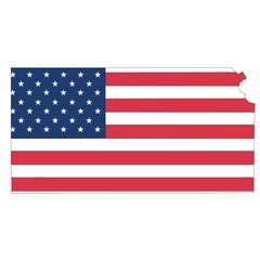 Fototapeta premium Outline of a map of the U.S. state of Kansas with a flag