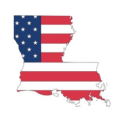 Outline of a map of the U.S. state of Louisiana with a flag