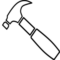 Hammer outline style isolated transparent, vector icon