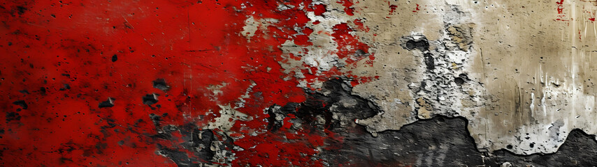 Red and White Wall With Black and White Paint