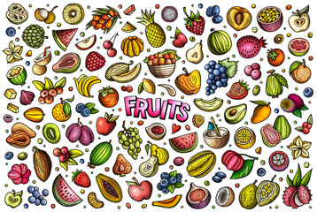 Fruits cartoon objects illustration