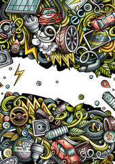 Electric cars сartoon funny banner illustration