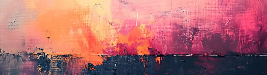 Abstract Painting in Pink and Orange, Vibrant Colors on Canvas Artwork