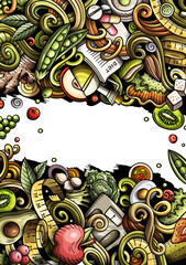 Fototapeta premium Diet food cartoon banner illustration