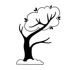 Spring tree doodle.Decorative botanical element.Vector graphic.