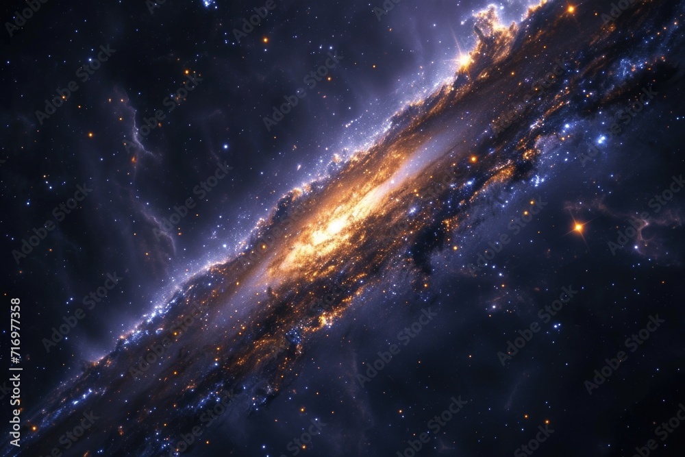 Poster A stunning image of a very large galaxy with a star at its center. Perfect for space enthusiasts and astronomy-related projects