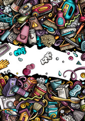 Obraz premium Cleaning cartoon banner illustration